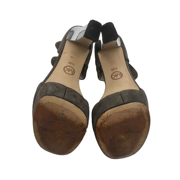 MICHAEL Michael Kors Silver Gray Suede Platform Heels Size 7 1/2 Women's - Picture 9 of 9